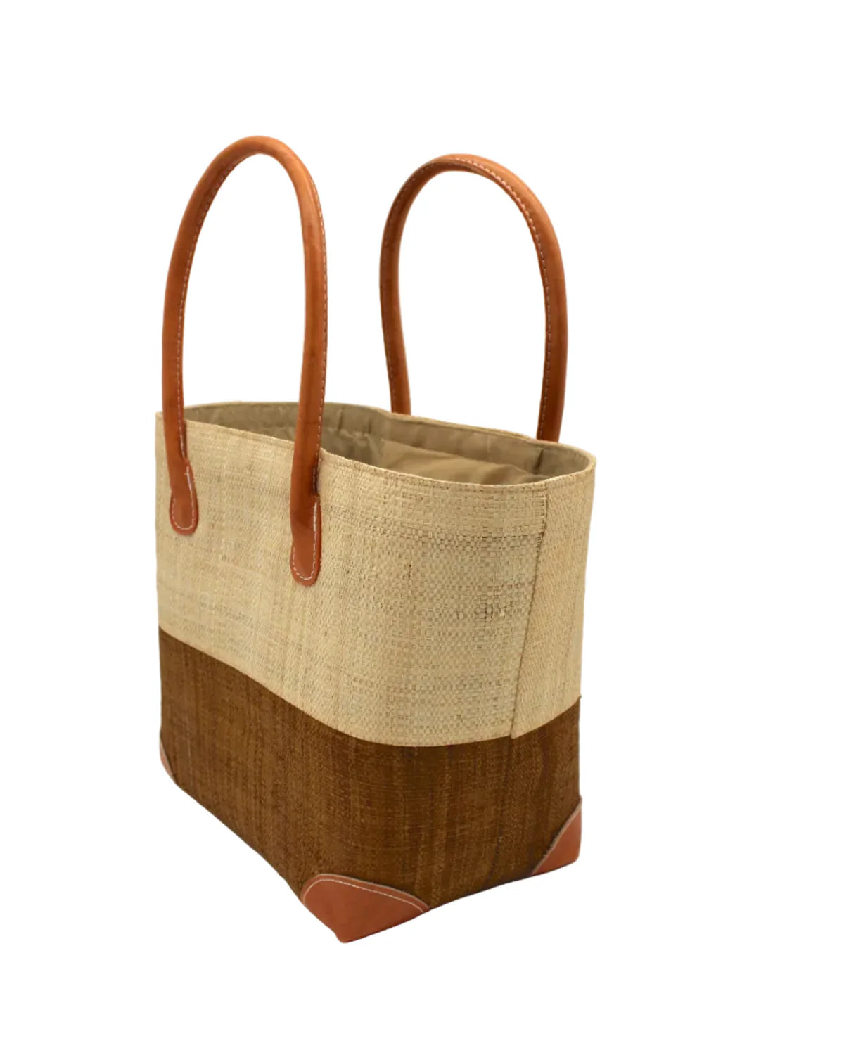 Trinidad Two Tone Straw Basket Bag